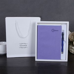 Simple Exquisite Craft Private Custom Leather Cover Business Notebook Boxed Gift Office Stationery (Purple)