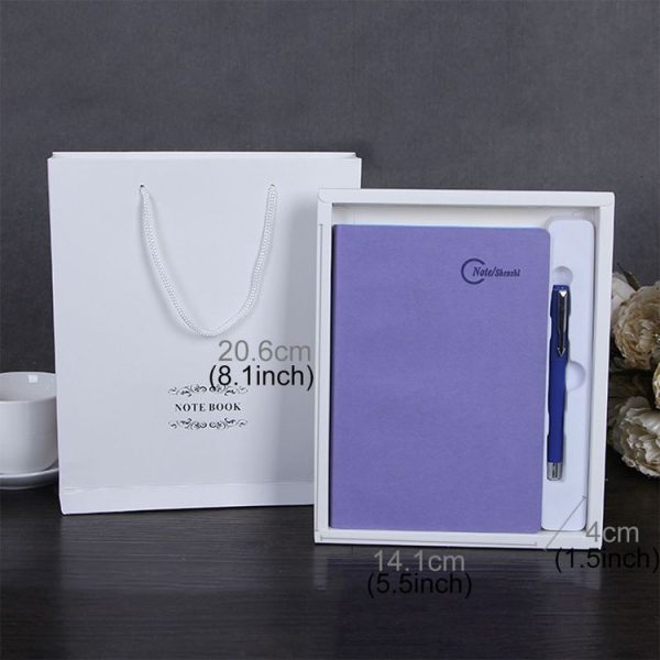 Simple Exquisite Craft Private Custom Leather Cover Business Notebook Boxed Gift Office Stationery (Purple) - Image 2