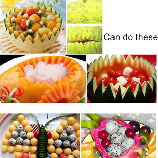Multifunctional 2 in 1 Melon Baller Scoop Spoon with Fruit Carving Knife Salads Desserts Scooper, Random Color Delivery - Image 6