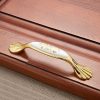 3 PCS 5026_96 Golden Flower Pattern Zinc Alloy Ceramic Cyan Cabinet Drawer Handle - Image 2