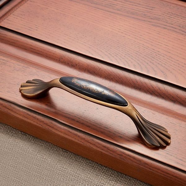 3 PCS 5026_96 Coffee Black Classic Gold Zinc Alloy Ceramic Cyan Cabinet Drawer Handle - Image 2