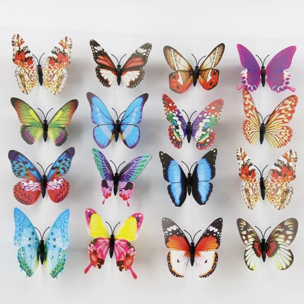 10pcs Fashion Luminous Butterfly with Double-sided Adhesive Simulation Fridge Magnets Wall Sticker Garden Decoration, Random Color Delivery - Image 2