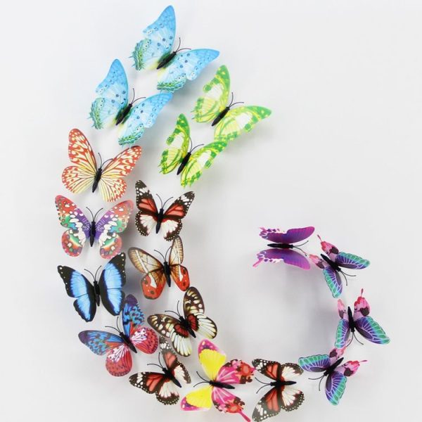 10pcs Fashion Luminous Butterfly with Double-sided Adhesive Simulation Fridge Magnets Wall Sticker Garden Decoration, Random Color Delivery - Image 3