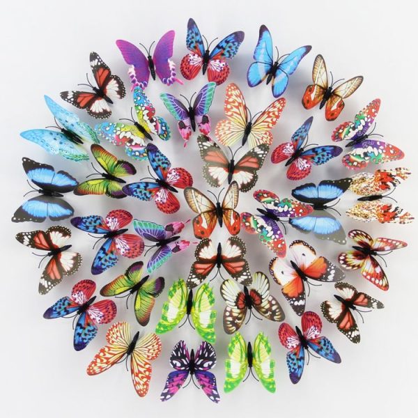 10pcs Fashion Luminous Butterfly with Double-sided Adhesive Simulation Fridge Magnets Wall Sticker Garden Decoration, Random Color Delivery - Image 5