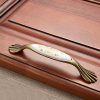 3 PCS 5026_128 Fine Golden Flower Pattern Zinc Alloy Ceramic Cyan Cabinet Drawer Handle - Image 2