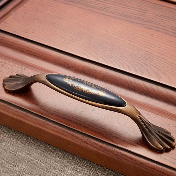 2 PCS 5026_128 Coffee Black Classic Gold Zinc Alloy Ceramic Cyan Cabinet Drawer Handle - Image 2
