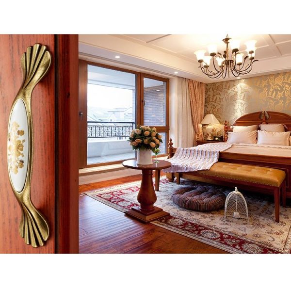2 PCS 5026_128 Coffee Black Classic Gold Zinc Alloy Ceramic Cyan Cabinet Drawer Handle - Image 7