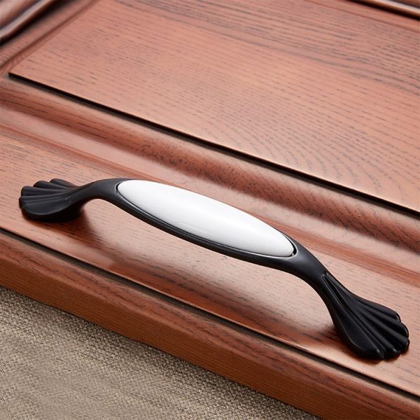 3 PCS 5026_128 Matte Black White Zinc Alloy Ceramic Cyan Cabinet Drawer Handle - Image 2