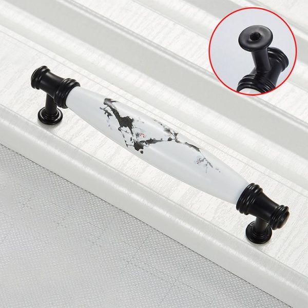 3 PCS 5001_128 Matte Black Ink Plum Zinc Alloy Ceramic Cabinet Handle - Image 2