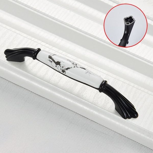 3 PCS 5005_128 Matte Black Ink Plum Zinc Alloy Ceramic Cabinet Handle - Image 2