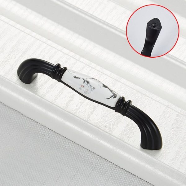 5 PCS 5007_96 Matte Black Ink Plum Zinc Alloy Ceramic Cabinet Handle - Image 2