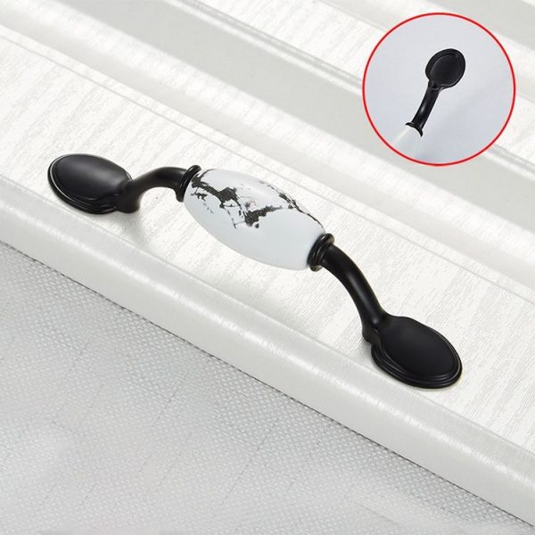 5 PCS 5018_76 Matte Black Ink Plum Zinc Alloy Ceramic Cabinet Handle - Image 2