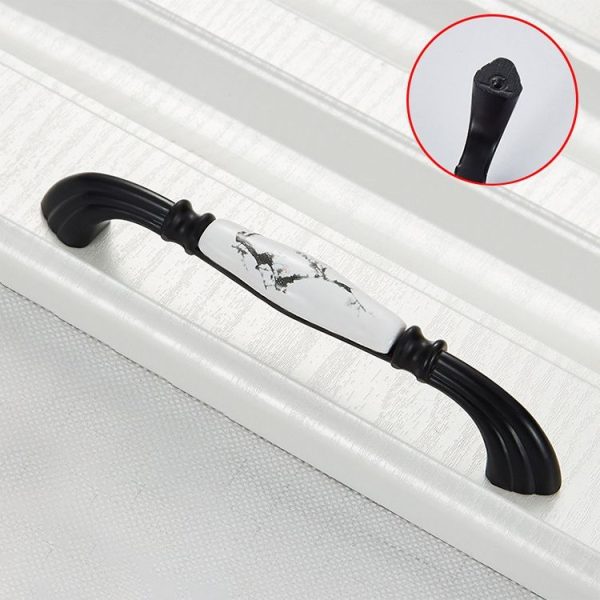 3 PCS 5007_128 Matte Black Ink Plum Zinc Alloy Ceramic Cabinet Handle - Image 2