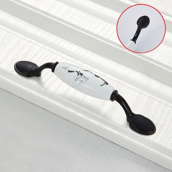 5 PCS 5018_96 Matte Black Ink Plum Zinc Alloy Ceramic Cabinet Handle - Image 2