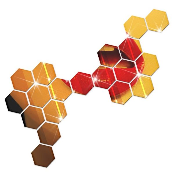 12 PCS 3D Hexagonal Mirror Wall Stickers Set, Size: 10*10cm (Gold) - Image 2