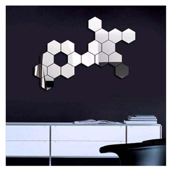 12 PCS 3D Hexagonal Mirror Wall Stickers Set, Size: 4*4cm (Silver) - Image 3