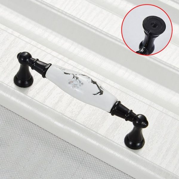 5 PCS 5027_96 Matte Black Ink Plum Zinc Alloy Ceramic Cabinet Handle - Image 2