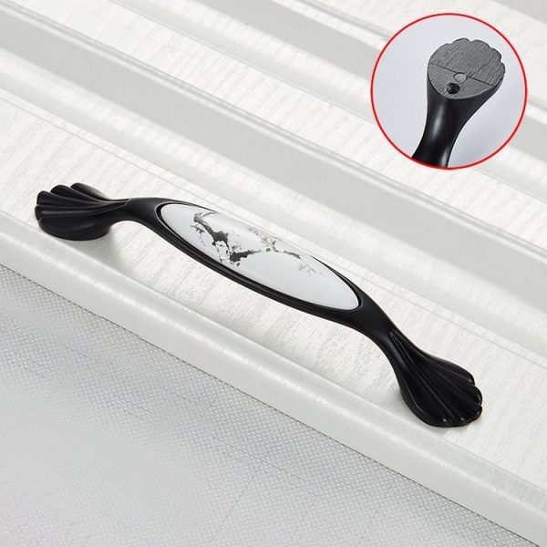 3 PCS 5026_128 Matte Black Ink Plum Zinc Alloy Ceramic Cabinet Handle - Image 2