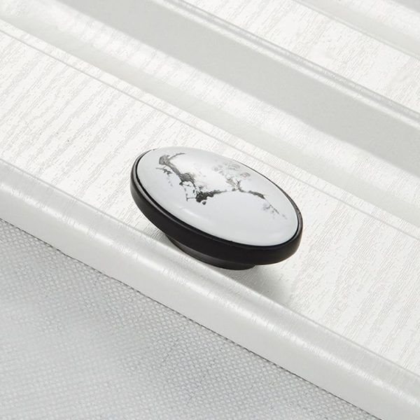 5 PCS 5049_16 Matte Black Ink Plum Zinc Alloy Ceramic Cabinet Handle - Image 2