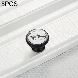 5 PCS 5089 Single Hole Matte Black Ink Plum Zinc Alloy Ceramic Cabinet Handle
