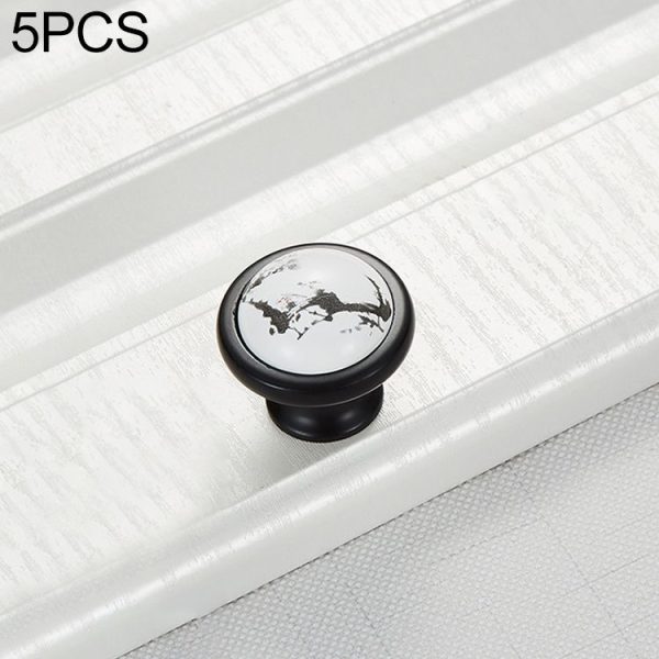 5 PCS 5089 Single Hole Matte Black Ink Plum Zinc Alloy Ceramic Cabinet Handle