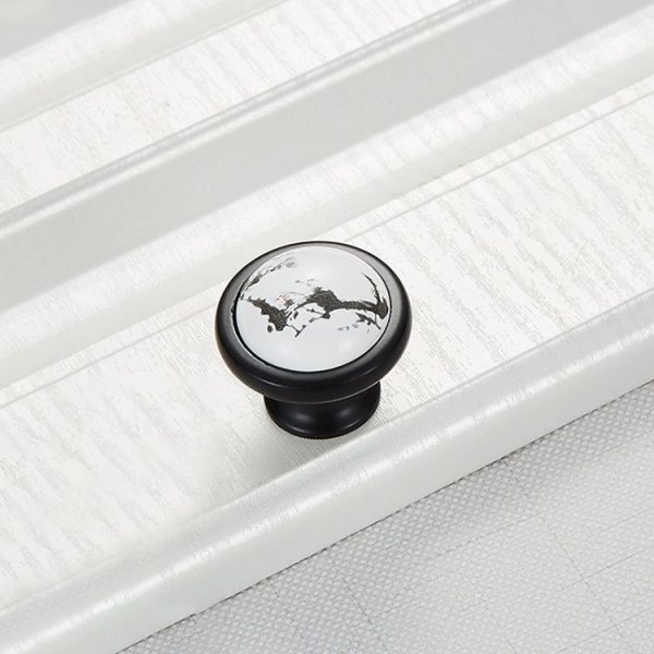 5 PCS 5089 Single Hole Matte Black Ink Plum Zinc Alloy Ceramic Cabinet Handle - Image 2