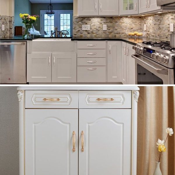 5 PCS 6606-96 White Amber Drawer Cabinet Door Single Hole Handle - Image 5