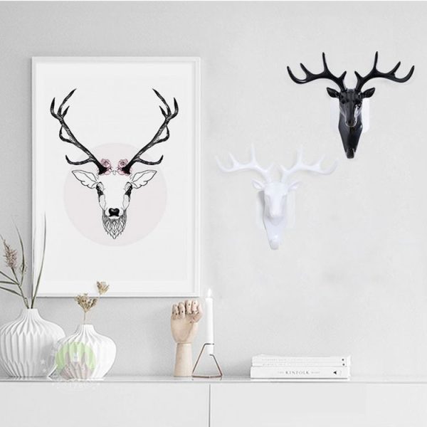 European-Style Rural Pendant Deer Head Wall Hanging Clothes Hook, Random Color Delivery - Image 9