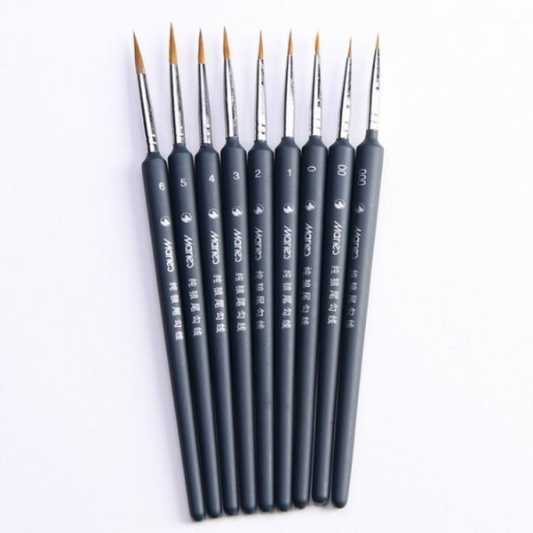 9 in 1 Art Supplies Weasel Hair Brush Watercolor Hook Line Brush Depict the Edge Pen Oil Painting Pen