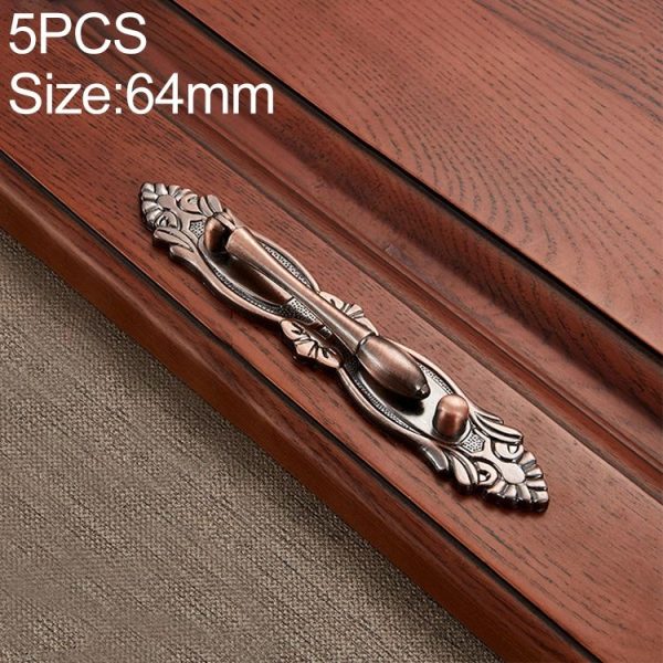 5 PCS 6043-64 Red Ancient Drawer Cabinet Door Bronze European Style Handle