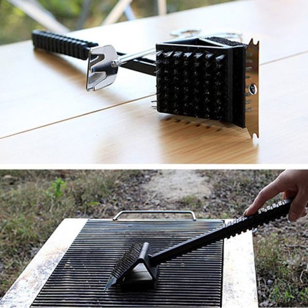 3 in 1 Copper Wire BBQ Grill Brush Long Handle Barbecue Grill Oven Cleaning Brush Cleaner - Image 2