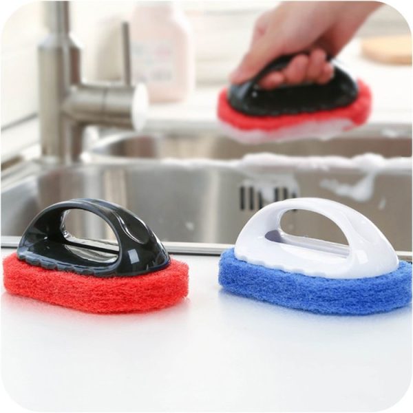 2pcs Decontamination Sponge Hard Bottom Cleaning Brushes Dry and Wet Cleaning Brush for Kitchen / Cooking Bench / Bathroom / Bathtub, Random Color Delivery - Image 2