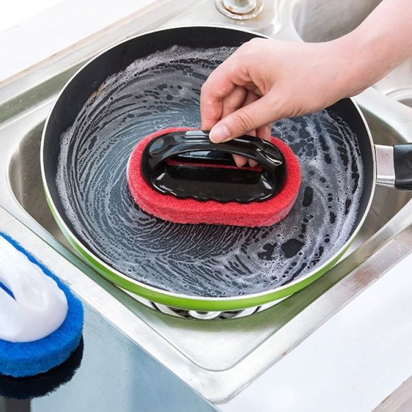 2pcs Decontamination Sponge Hard Bottom Cleaning Brushes Dry and Wet Cleaning Brush for Kitchen / Cooking Bench / Bathroom / Bathtub, Random Color Delivery - Image 3