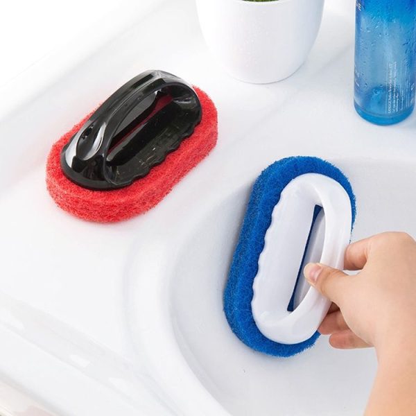2pcs Decontamination Sponge Hard Bottom Cleaning Brushes Dry and Wet Cleaning Brush for Kitchen / Cooking Bench / Bathroom / Bathtub, Random Color Delivery - Image 4