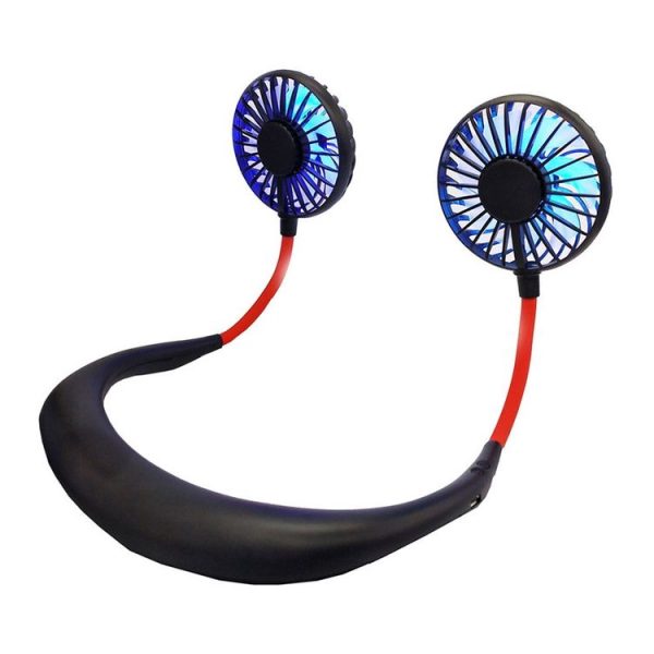 Creative Mini Hanging Neck Type Fan Outdoor LED Fan (Black)
