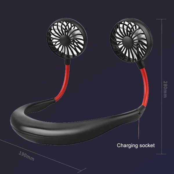 Creative Mini Hanging Neck Type Fan Outdoor LED Fan (Black) - Image 12