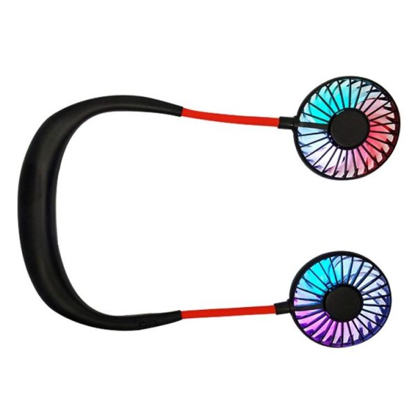 Creative Mini Hanging Neck Type Fan Outdoor LED Fan (Black) - Image 2
