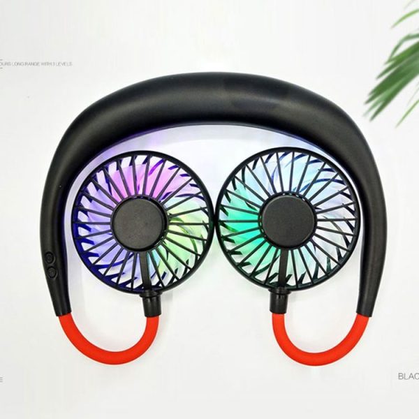 Creative Mini Hanging Neck Type Fan Outdoor LED Fan (Black) - Image 3