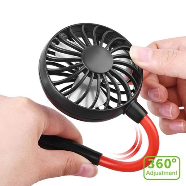 Creative Mini Hanging Neck Type Fan Outdoor LED Fan (Black) - Image 5