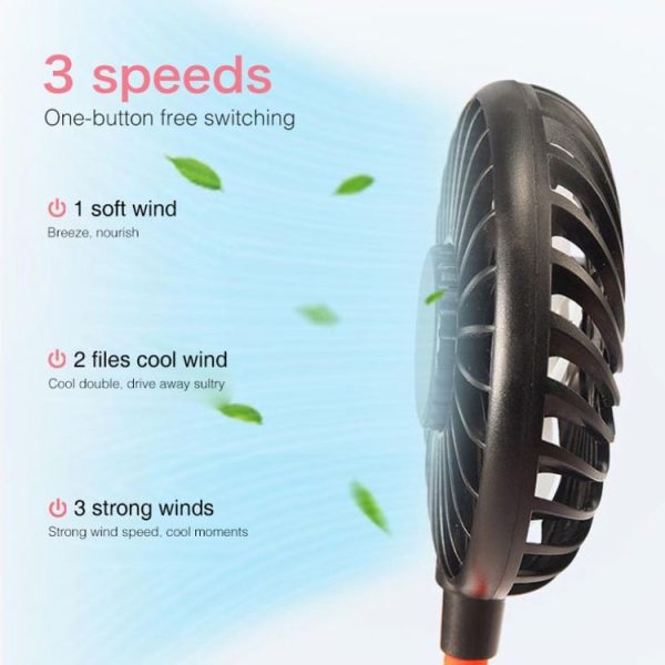 Creative Mini Hanging Neck Type Fan Outdoor LED Fan (Black) - Image 7