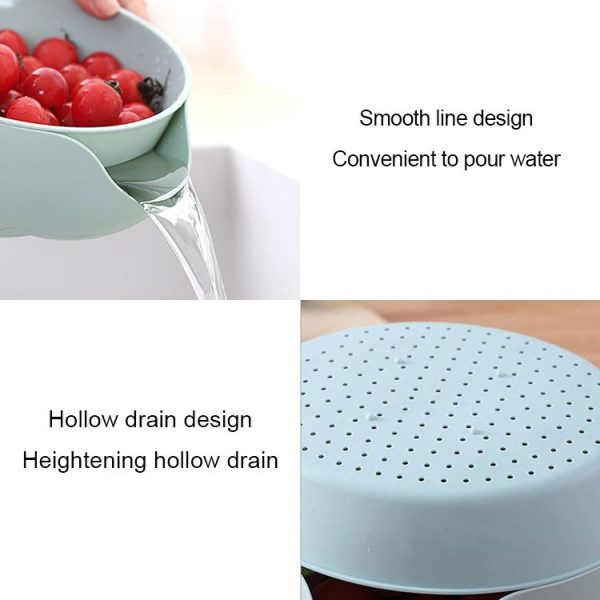 Kitchen Double Layer Fruit Bowl Washing Basket Lazy Bracket Snack Nuts Bowl (Blue) - Image 3