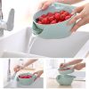 Kitchen Double Layer Fruit Bowl Washing Basket Lazy Bracket Snack Nuts Bowl (Blue) - Image 6