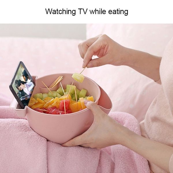 Kitchen Double Layer Fruit Bowl Washing Basket Lazy Bracket Snack Nuts Bowl (Blue) - Image 8