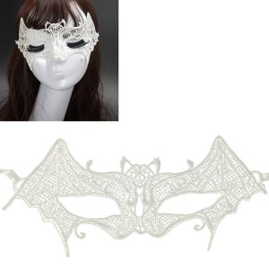 Halloween Masquerade Party Dance Sexy Lady Lace Bat Mask (White)