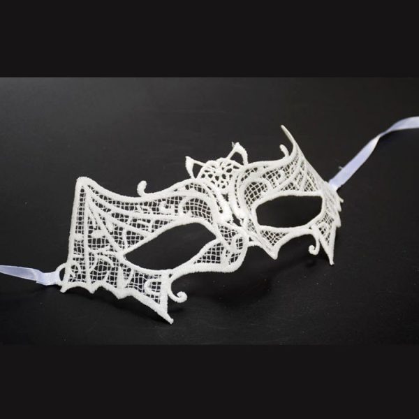 Halloween Masquerade Party Dance Sexy Lady Lace Bat Mask (White) - Image 3