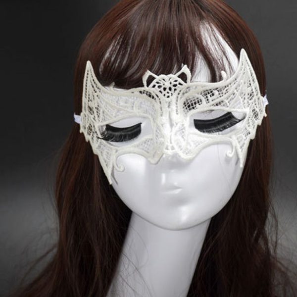 Halloween Masquerade Party Dance Sexy Lady Lace Bat Mask (White) - Image 7