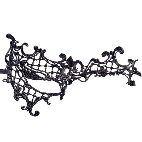 Halloween Masquerade Party Dance Sexy Lady Semi-eyed Face Lace Mask (Black) - Image 2
