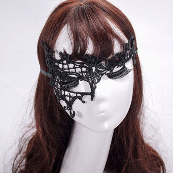 Halloween Masquerade Party Dance Sexy Lady Semi-eyed Face Lace Mask (Black) - Image 5