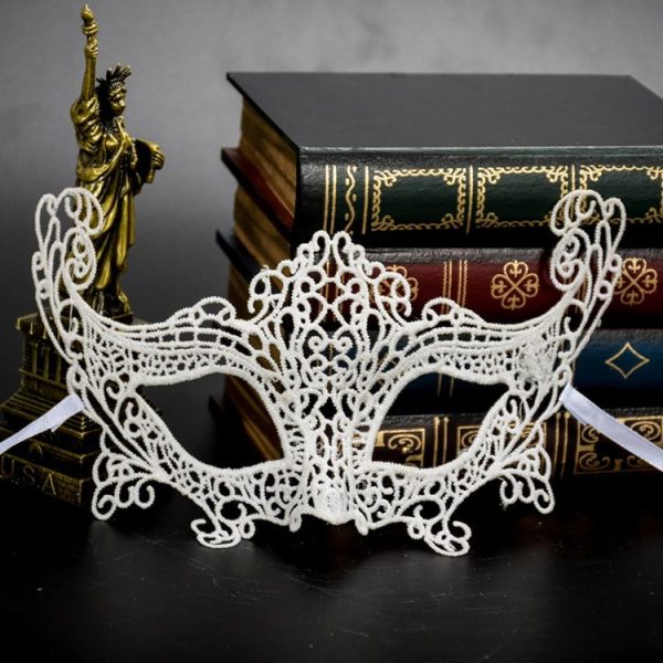 Halloween Masquerade Party Dance Sexy Lady Lace Fox Mask (White) - Image 2
