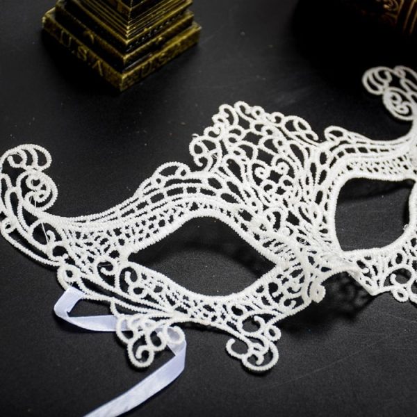 Halloween Masquerade Party Dance Sexy Lady Lace Fox Mask (White) - Image 3